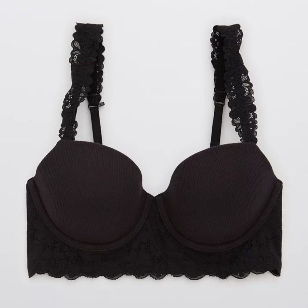 ☀️AERIE REAL HAPPY DEMI LIGHTLY LINED RETRO LACE BRA SIZE 34D - Picture 5 of 11